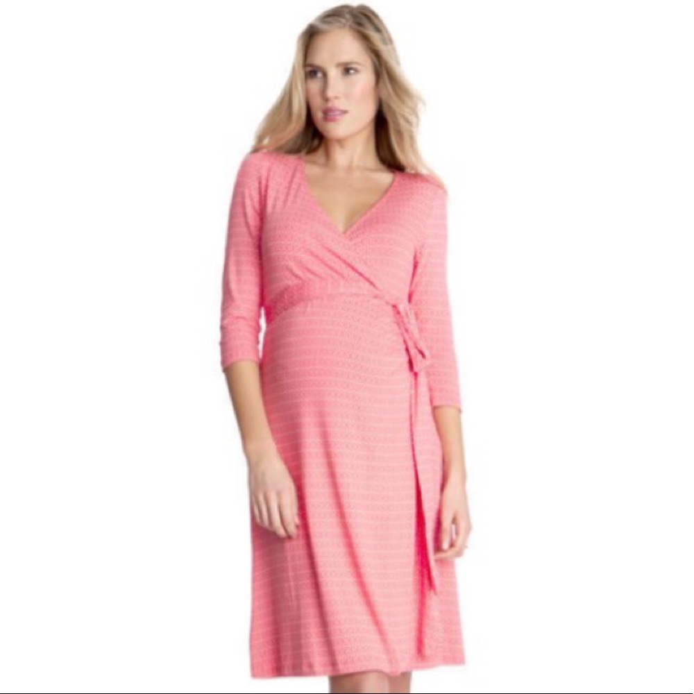 Seraphine Pink Wrap Maternity Dress NWOT